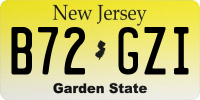NJ license plate B72GZI