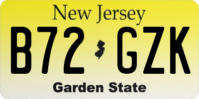 NJ license plate B72GZK