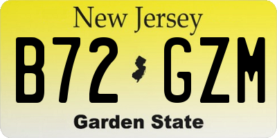 NJ license plate B72GZM