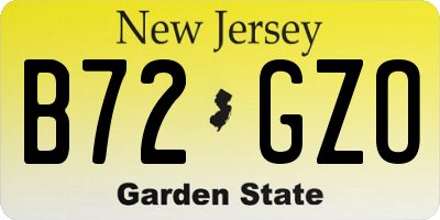 NJ license plate B72GZO