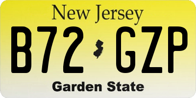 NJ license plate B72GZP