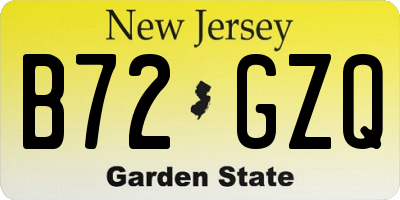 NJ license plate B72GZQ