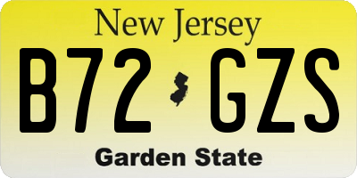 NJ license plate B72GZS
