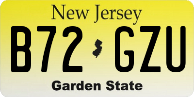 NJ license plate B72GZU