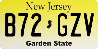 NJ license plate B72GZV