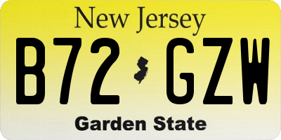 NJ license plate B72GZW