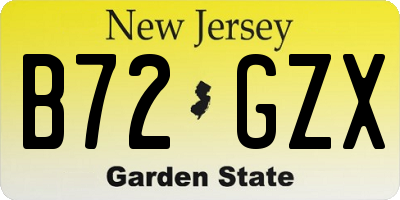 NJ license plate B72GZX