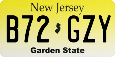NJ license plate B72GZY