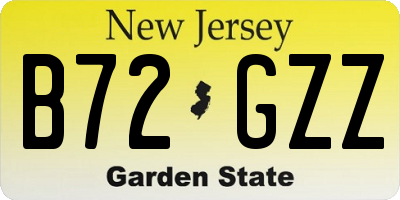 NJ license plate B72GZZ