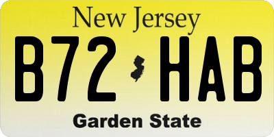 NJ license plate B72HAB