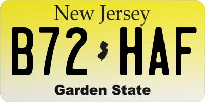 NJ license plate B72HAF