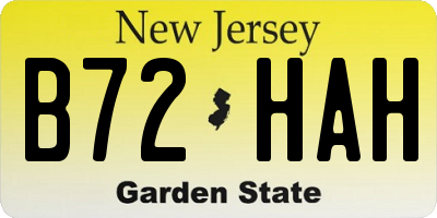 NJ license plate B72HAH
