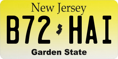 NJ license plate B72HAI