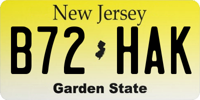 NJ license plate B72HAK