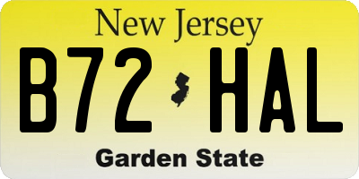 NJ license plate B72HAL