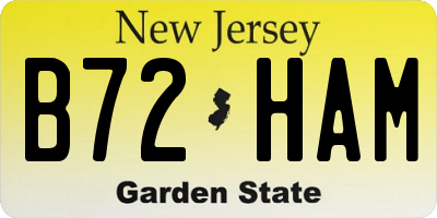 NJ license plate B72HAM