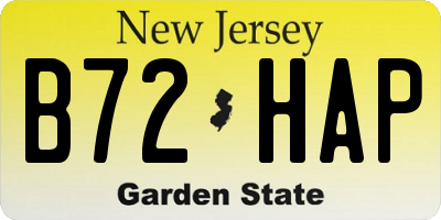 NJ license plate B72HAP