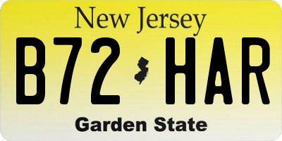 NJ license plate B72HAR