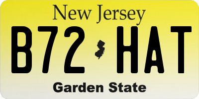 NJ license plate B72HAT