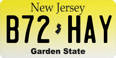 NJ license plate B72HAY