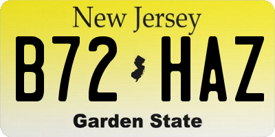 NJ license plate B72HAZ