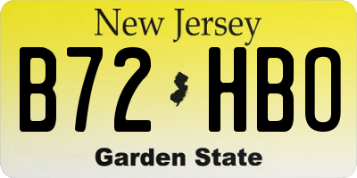 NJ license plate B72HBO