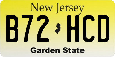 NJ license plate B72HCD
