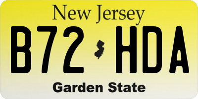 NJ license plate B72HDA