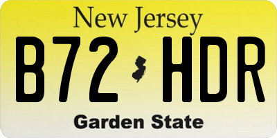 NJ license plate B72HDR