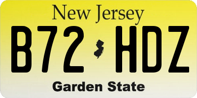 NJ license plate B72HDZ