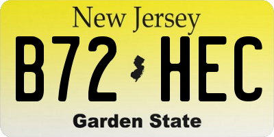 NJ license plate B72HEC