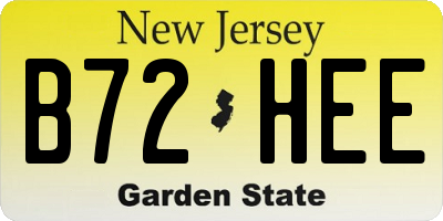 NJ license plate B72HEE