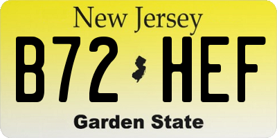 NJ license plate B72HEF