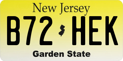 NJ license plate B72HEK