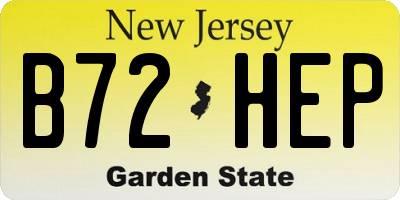 NJ license plate B72HEP