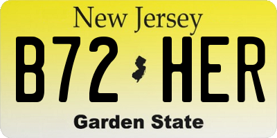 NJ license plate B72HER