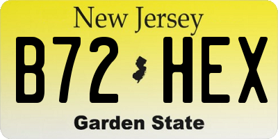 NJ license plate B72HEX