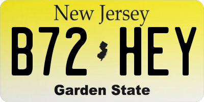 NJ license plate B72HEY