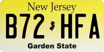 NJ license plate B72HFA