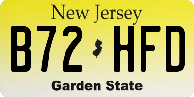 NJ license plate B72HFD