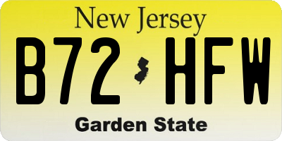 NJ license plate B72HFW