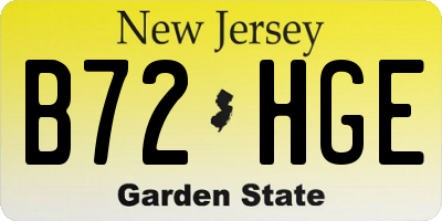 NJ license plate B72HGE