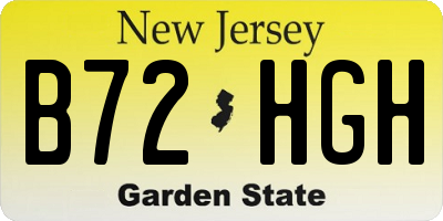 NJ license plate B72HGH