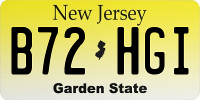 NJ license plate B72HGI