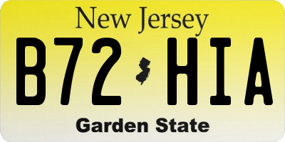 NJ license plate B72HIA