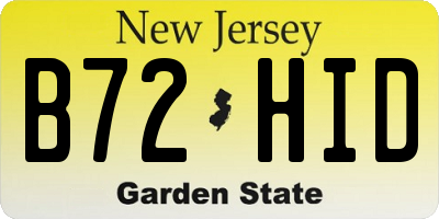 NJ license plate B72HID