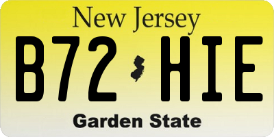 NJ license plate B72HIE