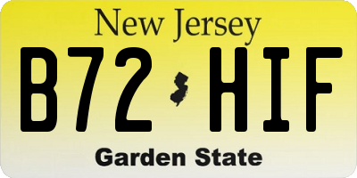 NJ license plate B72HIF