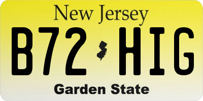 NJ license plate B72HIG