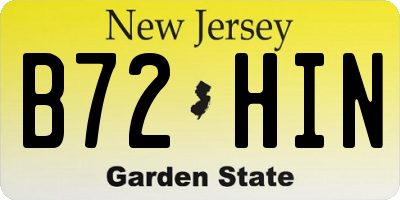 NJ license plate B72HIN